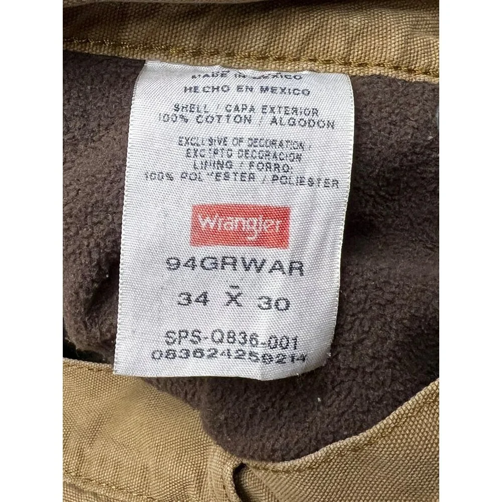 Wrangler Lined Tan Workwear Distressed Carpenter Pants 34 X 30 - Picture 10 of 13